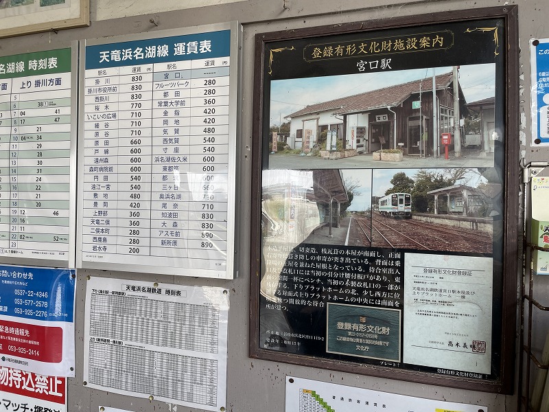 駅舎内の掲示物（天浜線 宮口駅）