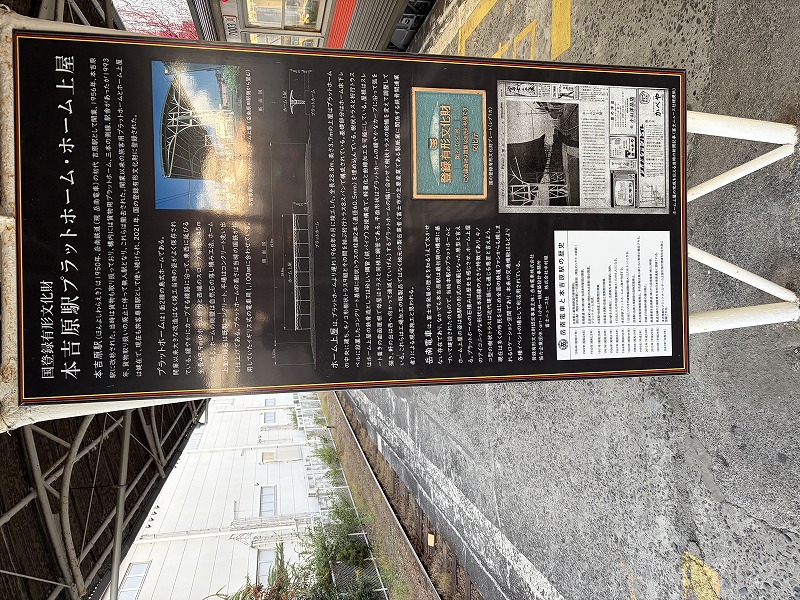 国の登録有形文化財看板（岳南電車 本吉原駅）